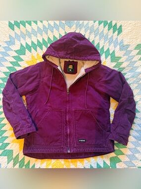 Berne Sherpa-Lined Cotton Duck Canvas Hooded Jacket — Plum  -  style #WHJ43